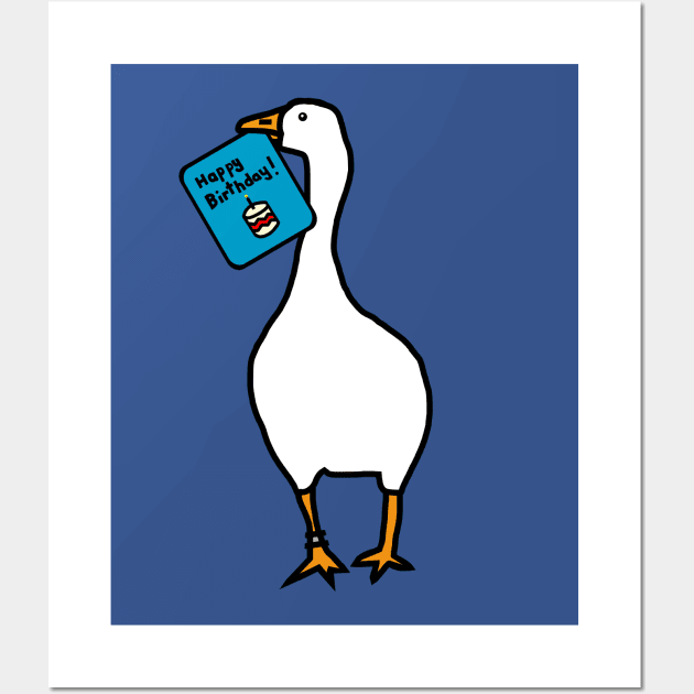 Happy Birthday Gaming Goose Cute Animals Design Wall Art by ellenhenryart